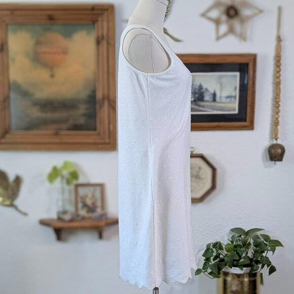 Lauren Ralph Lauren White Eyelet Midi Dress Preppy Clean Girl Summer PM - Picture 3 of 5